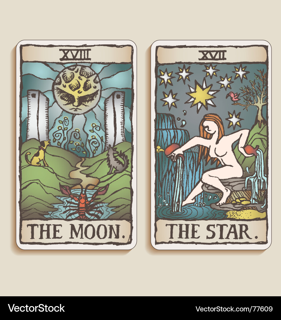 Moon & Star Tarot Cards Vector Image