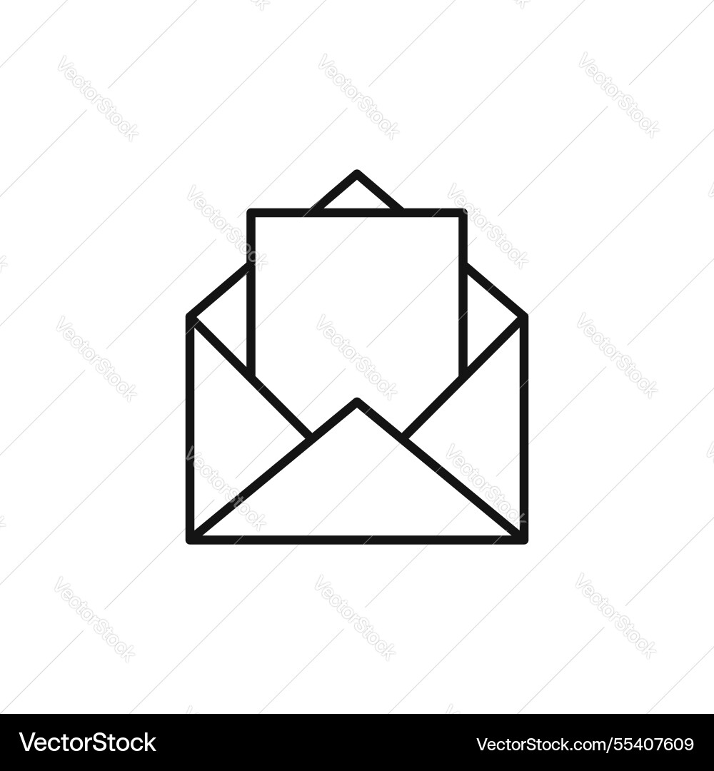 Open envelope icon simple thin line vector image