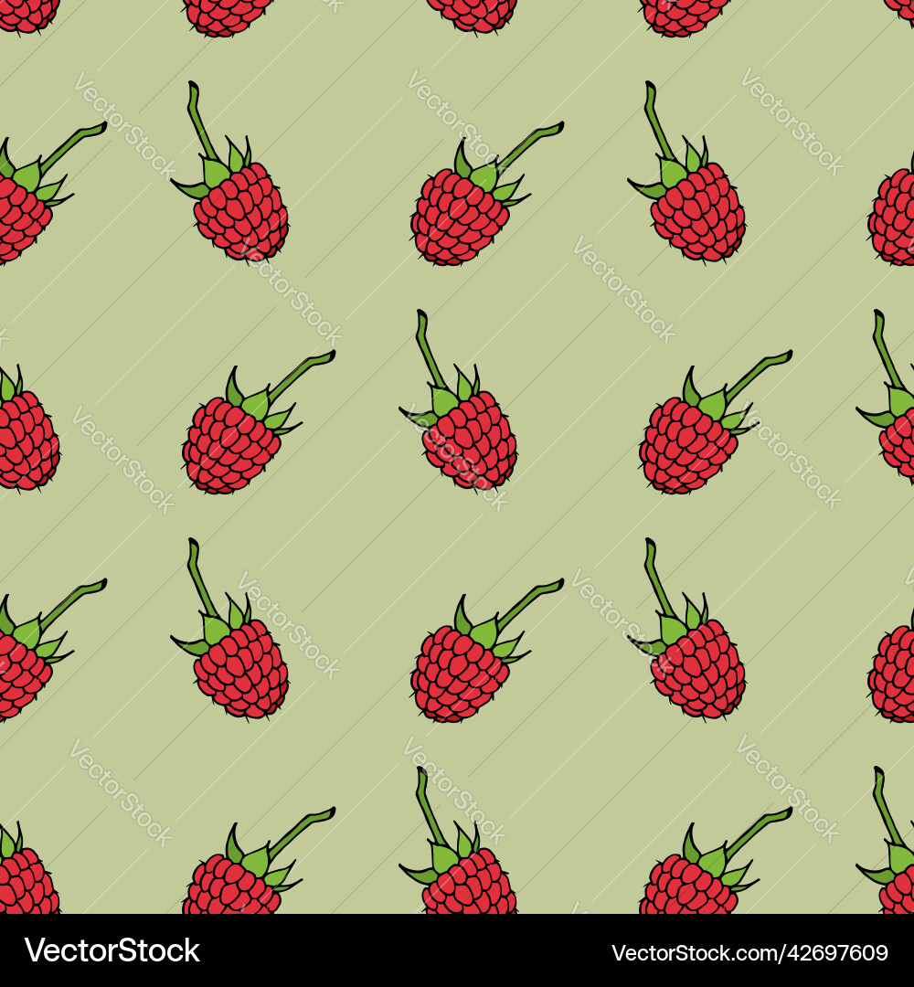 Seamless pattern with sweet raspberry on light vector image