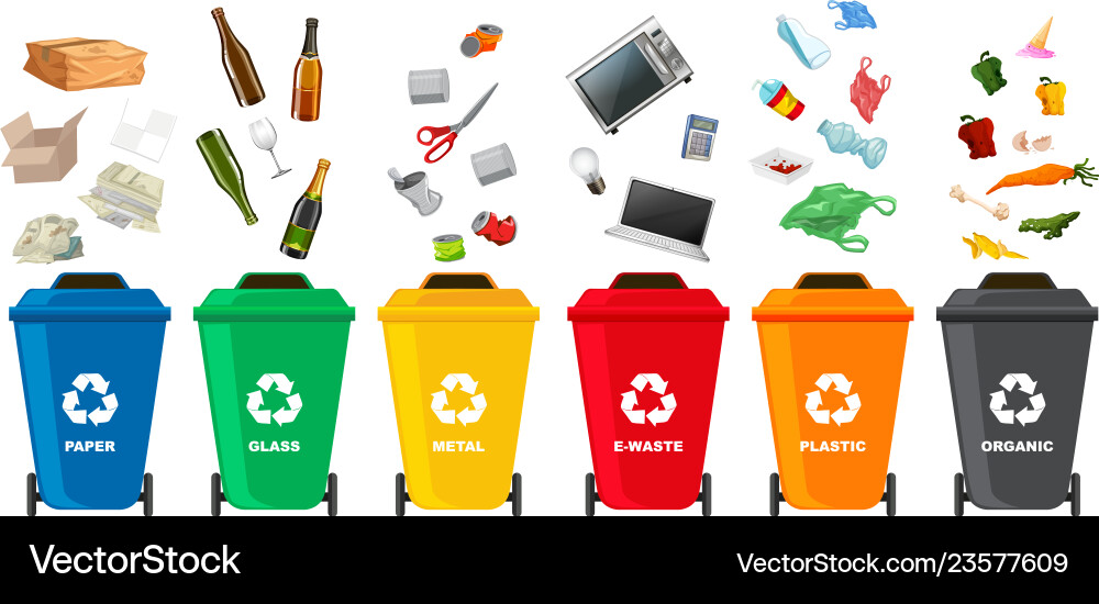Set of different trash bin Set of different trash bin vector image