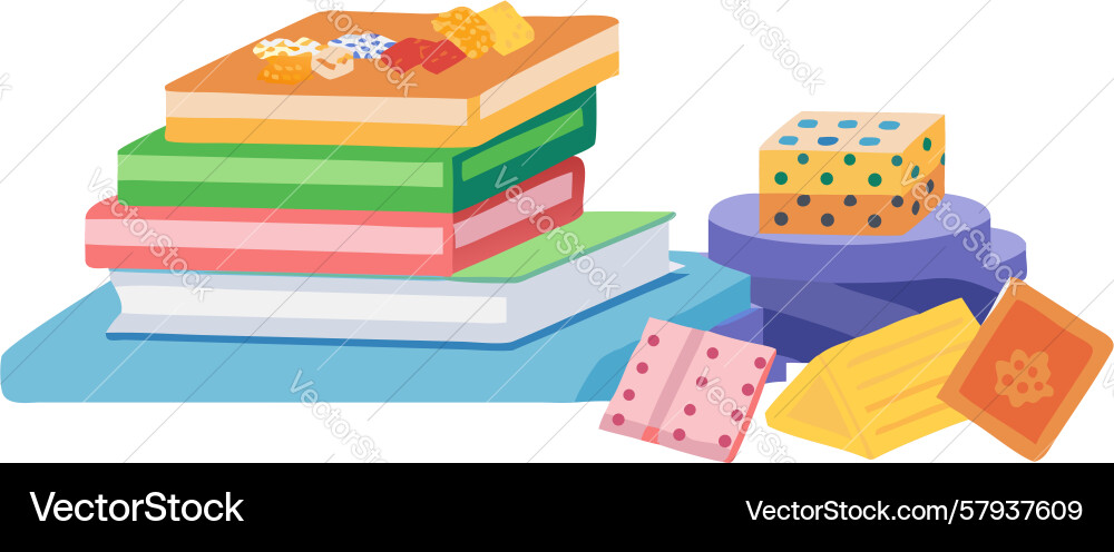 Stack of Books with Tokens Vector Image