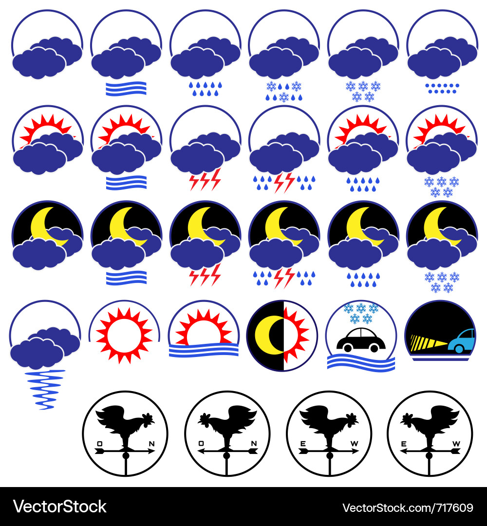 Weather Icon Set - Diverse Weather Patterns vector image