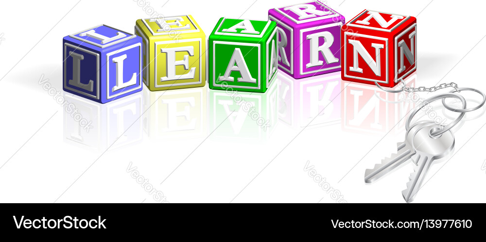 Alphabet Blocks with Keys - Learning Concept vector image