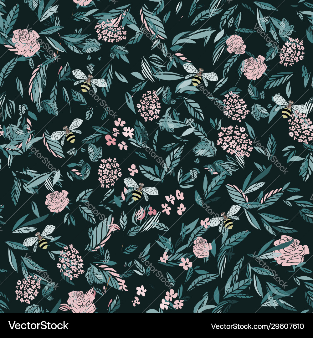 Branches flowering trees seamless pattern Branches flowering trees seamless pattern vector image