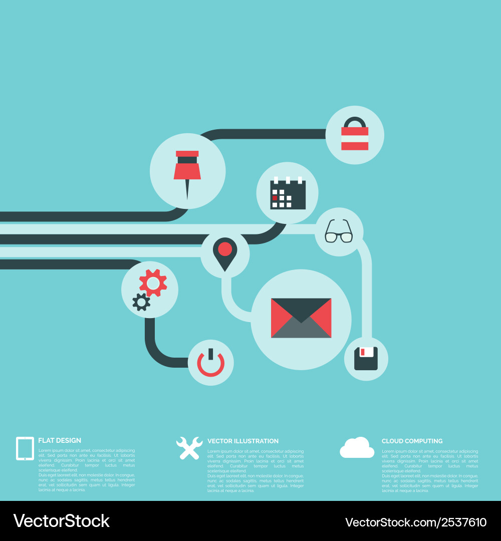Flat abstract background with web icons interface Vector Image