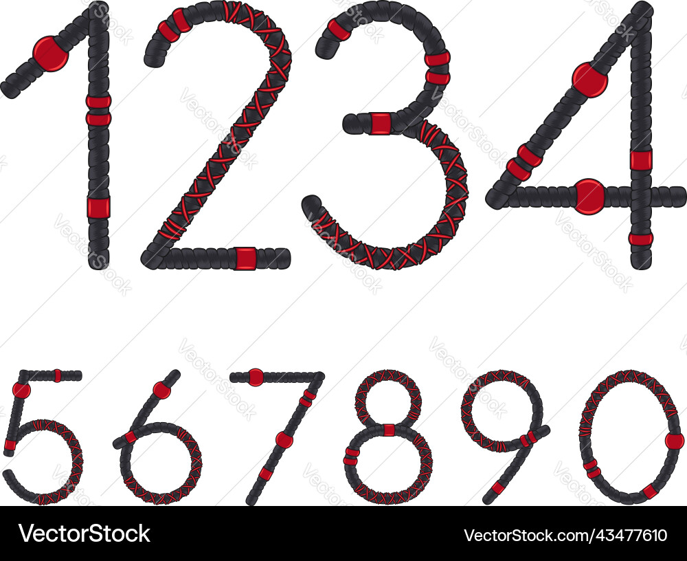 Font numbers from dreadlocks Font numbers from dreadlocks vector image