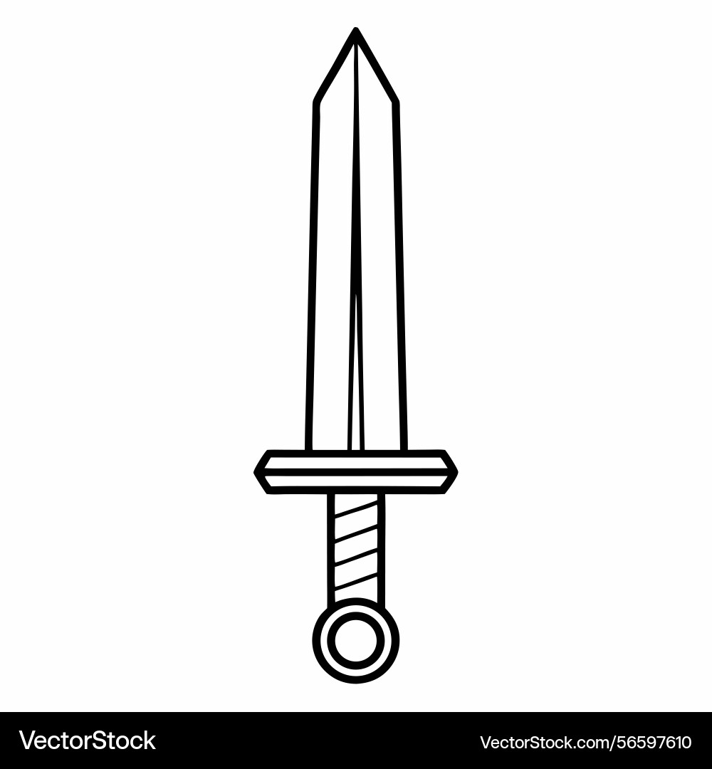 Simple of a classic sword with sharp blade design Vector Image