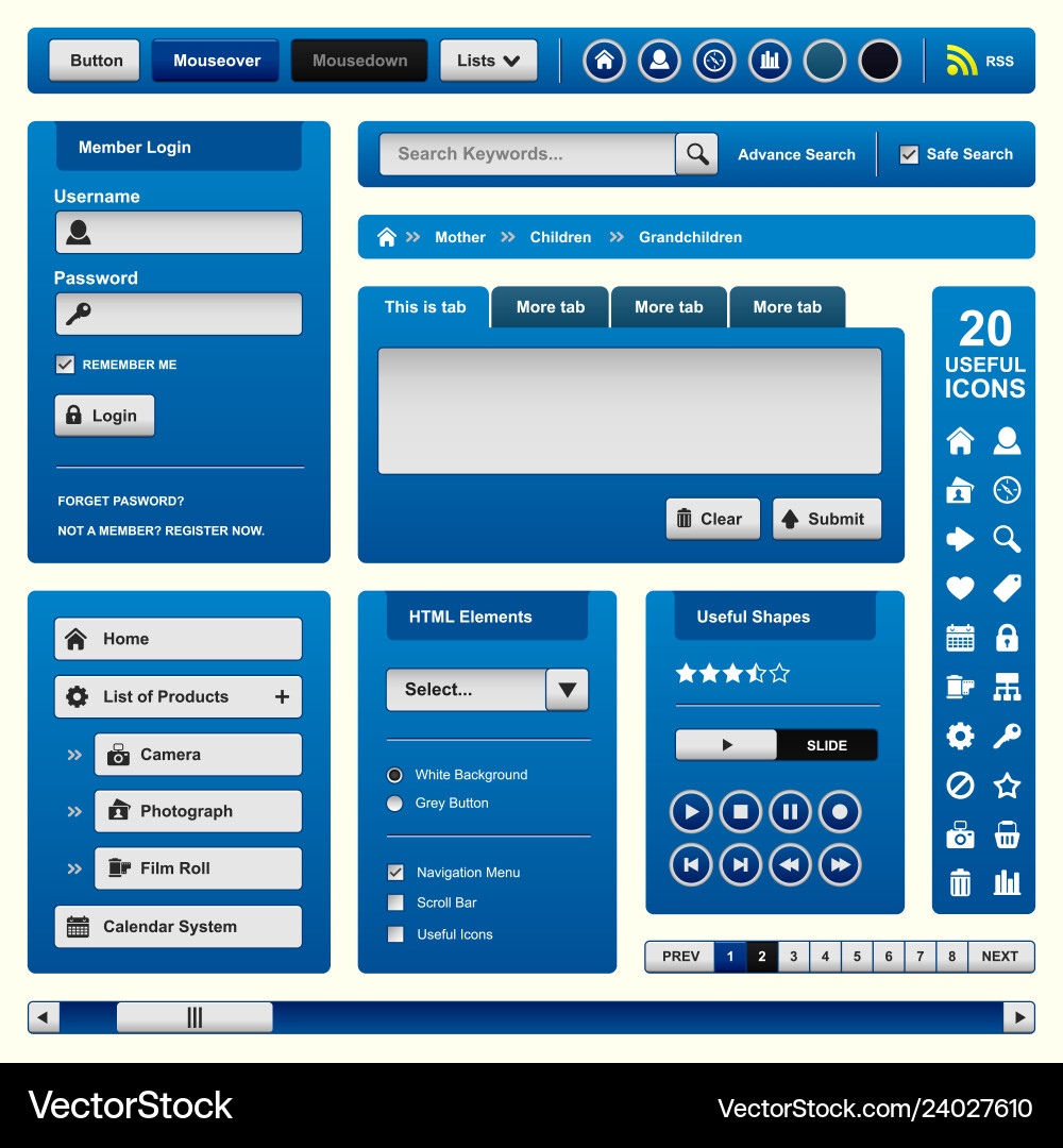 Web design element template a complete set Web design element template a complete set vector image