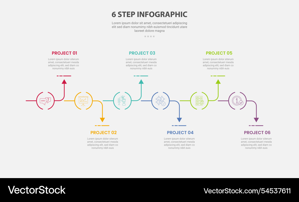 6 points template infographic outline style 6 points template infographic outline style Vector Image