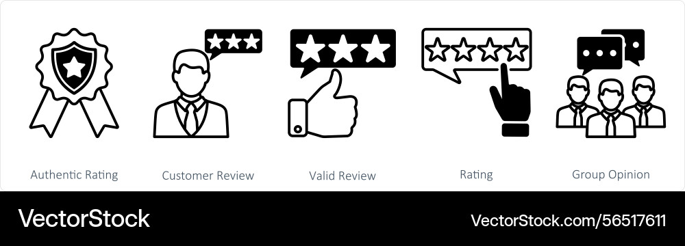 A set of 5 survey and rating icons as authentic Vector Image
