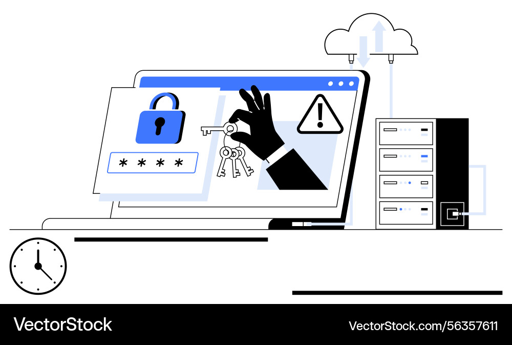 Cybersecurity threat representation with password Vector Image