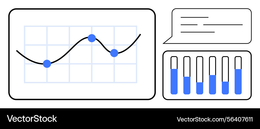 Data visualization with line graph bar chart Data visualization with line graph bar chart vector image