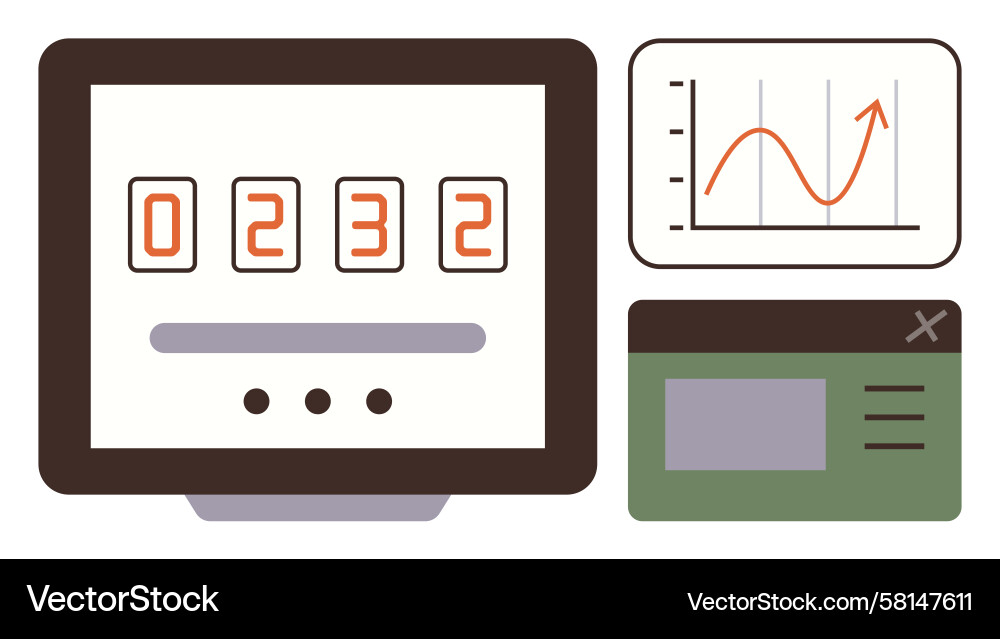 Digital Counter Display Dashboard Vector Image
