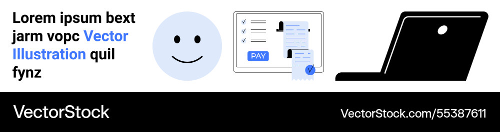 Digital payment workflow featuring happy user Digital payment workflow featuring happy user vector image