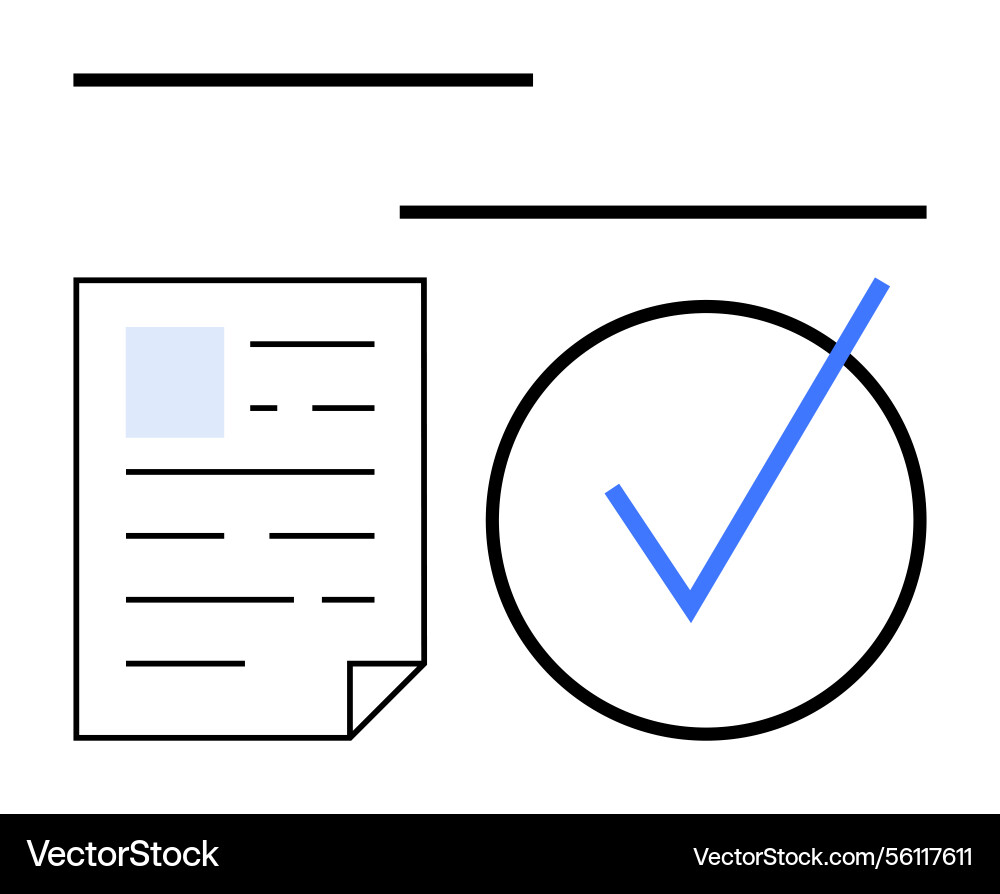Document approval with large checkmark symbol Document approval with large checkmark symbol vector image