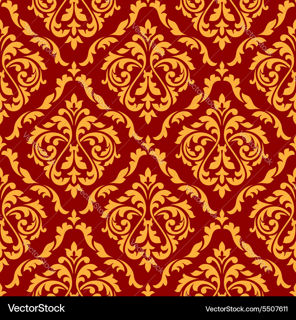 Elegant Orange & Red Damask Pattern Vector Image