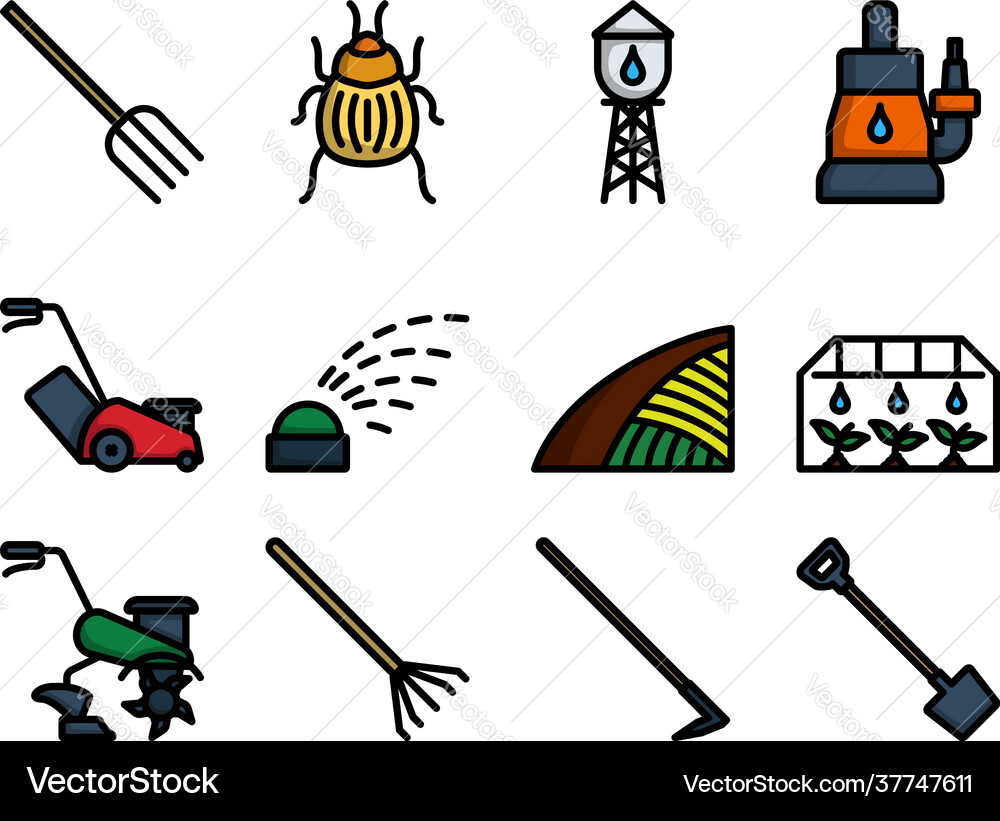 Garden icon set vector image