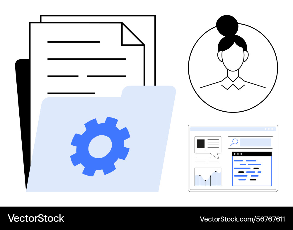 Organized document management with folder profile Organized document management with folder profile vector image