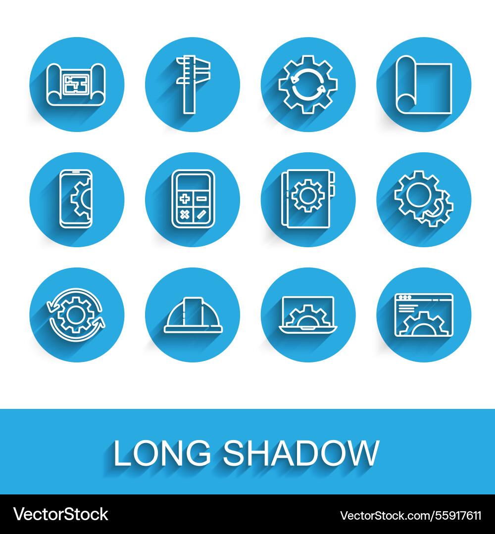 Set line gear and arrows as workflow worker Vector Image
