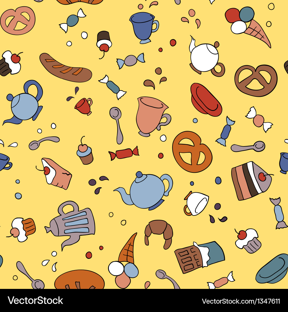 Tea & Sweets Seamless Pattern Royalty Free Vector Image