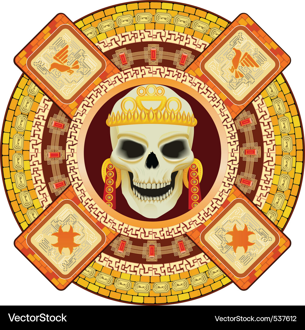 Aztec Skull Deity Vector Image