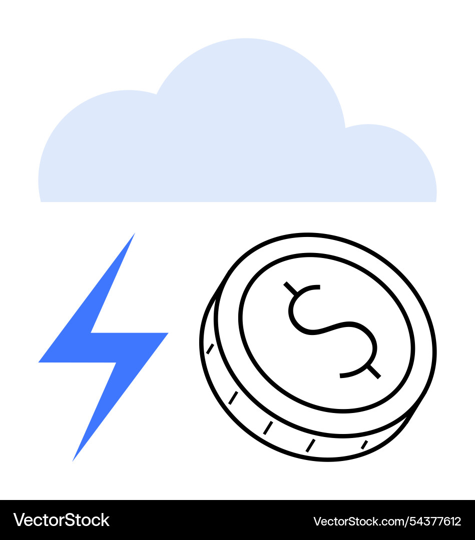 Cloud computing cost and efficiency symbolized Vector Image