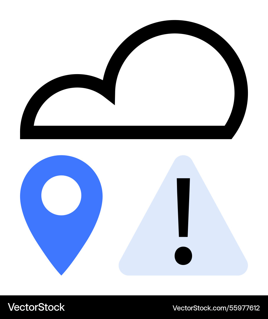 Cloud storage with location and warning signs Cloud storage with location and warning signs vector image
