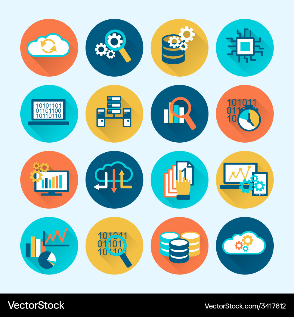 Database Analytics Icons vector image