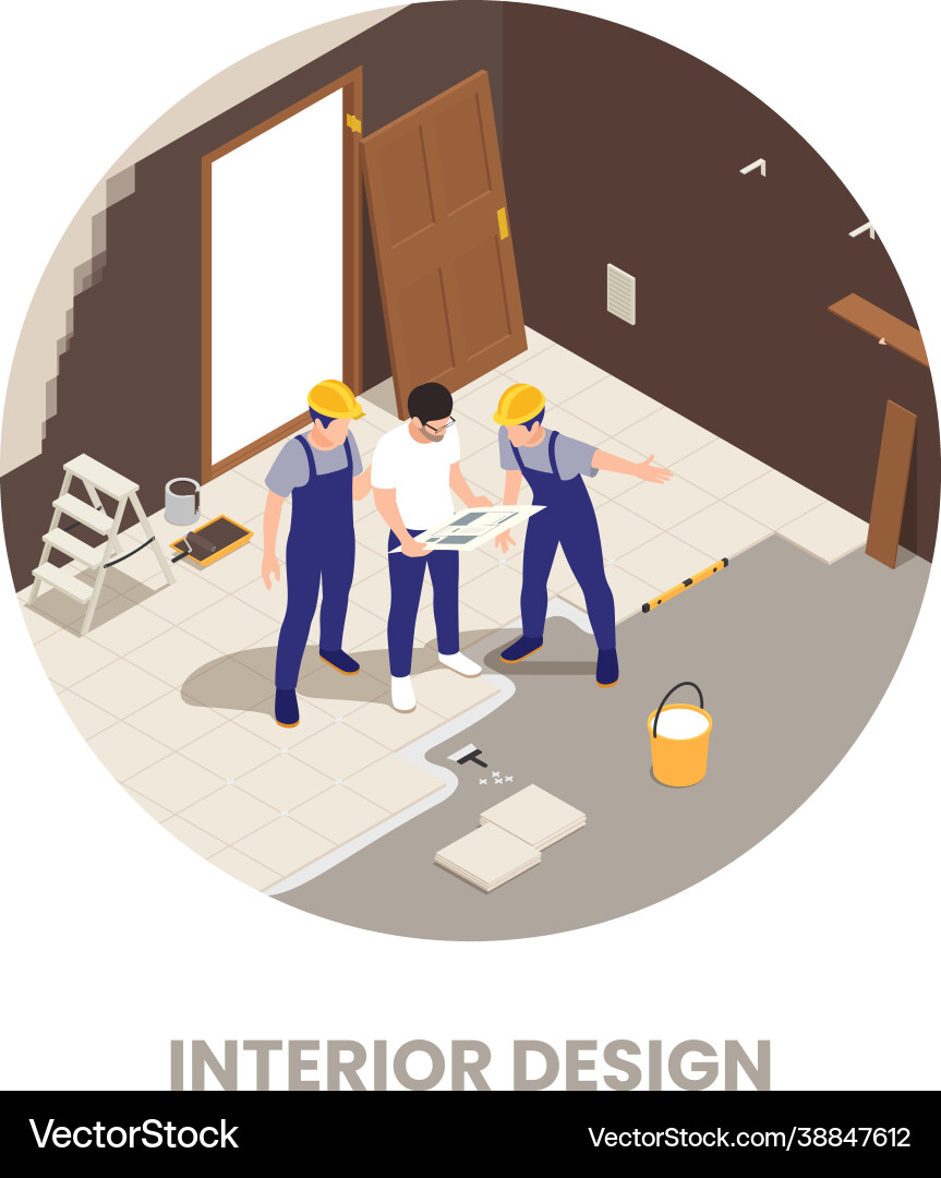 Interior designer circular composition Royalty Free Vector
