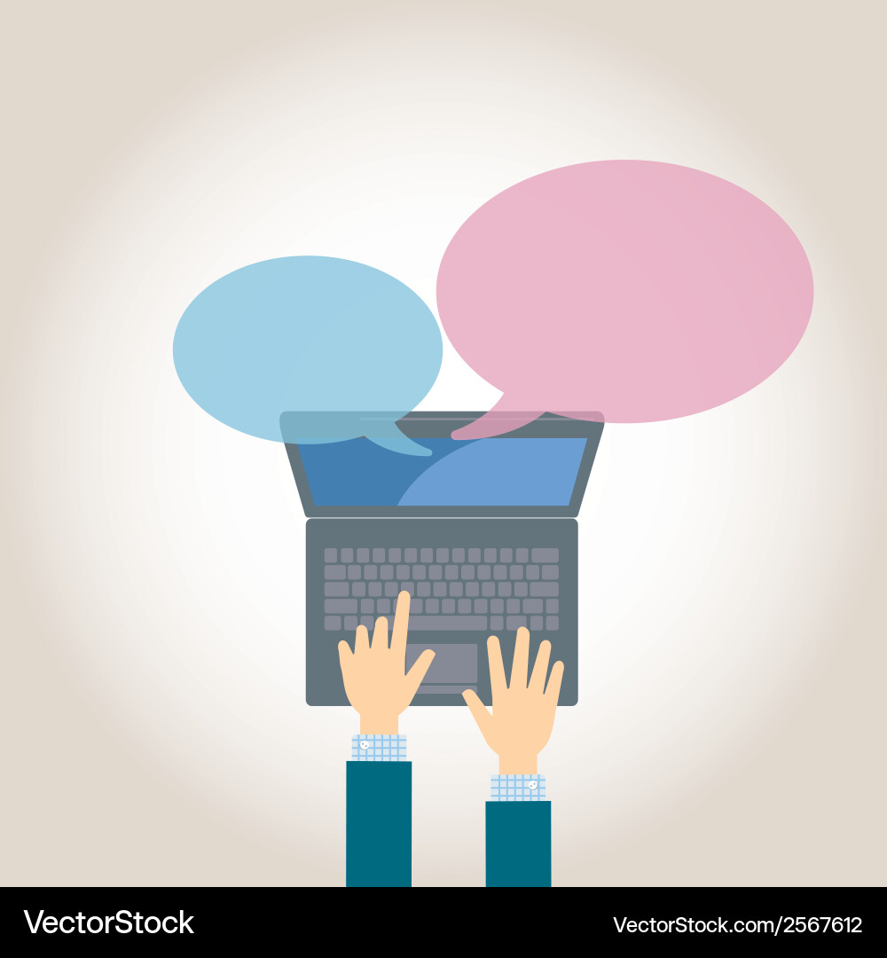 Man at the home computers icons communication Vector Image