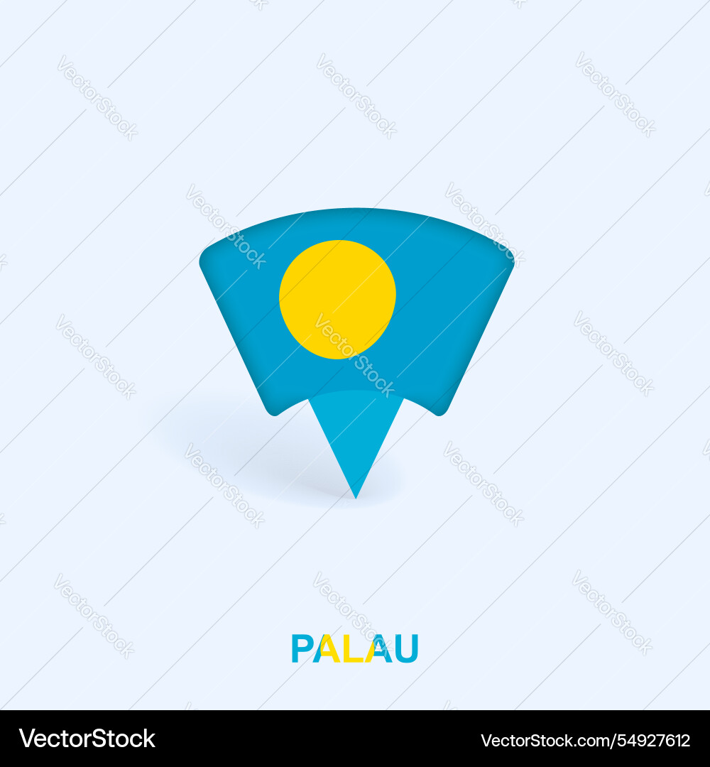 Palau flag map pointer design with shadow Palau flag map pointer design with shadow Vector Image