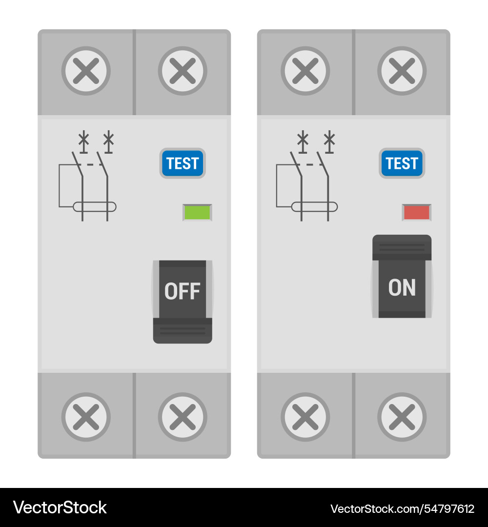 Residual current circuit breaker set Residual current circuit breaker set vector image