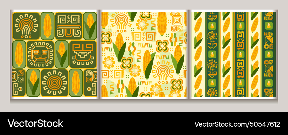 Seamless geometric patterns with icons of corn Seamless geometric patterns with icons of corn vector image
