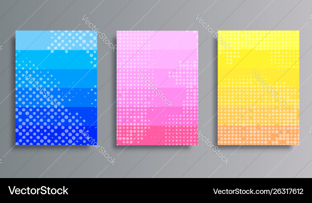 Set colorful gradient backgrounds with halftone Set colorful gradient backgrounds with halftone vector image