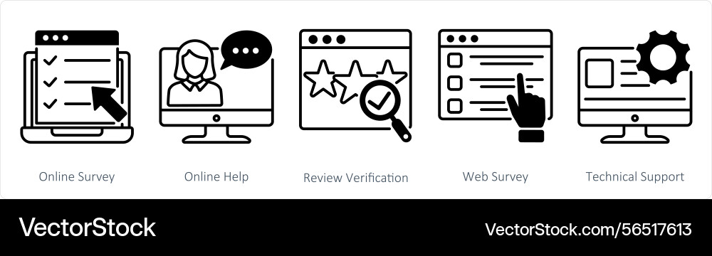 A set of 5 survey and rating icons as online Vector Image