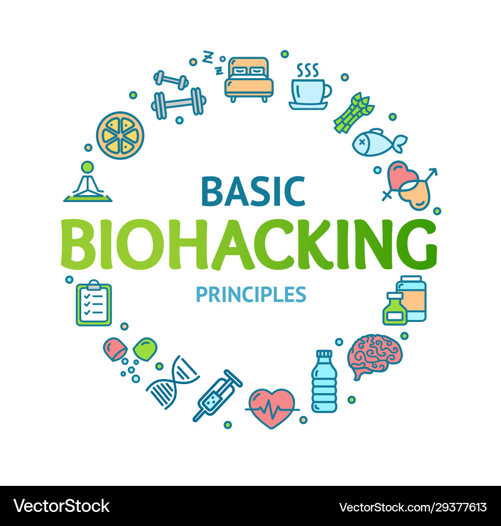 Biohacking signs round design template thin line Biohacking signs round design template thin line vector image