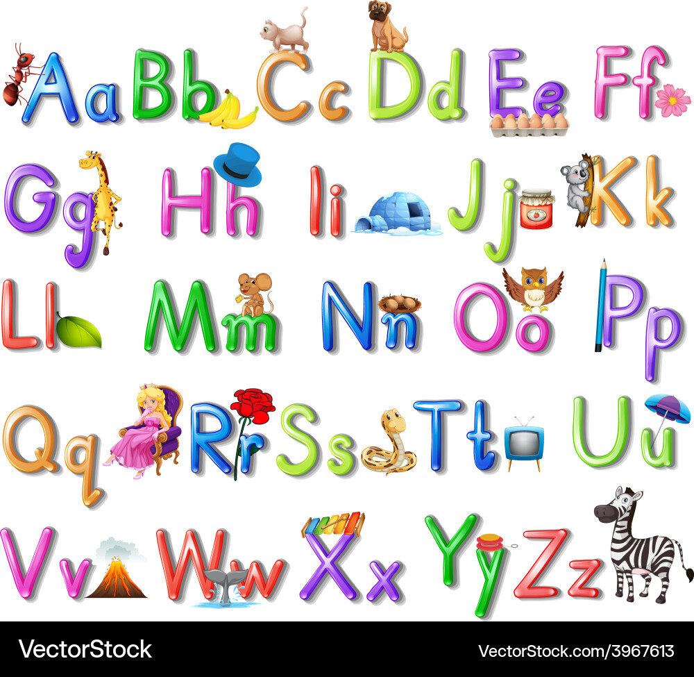 Colorful Alphabet Poster with Animals Vector Image