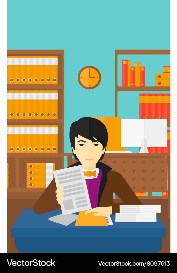 Hr manager checking files Vector Image