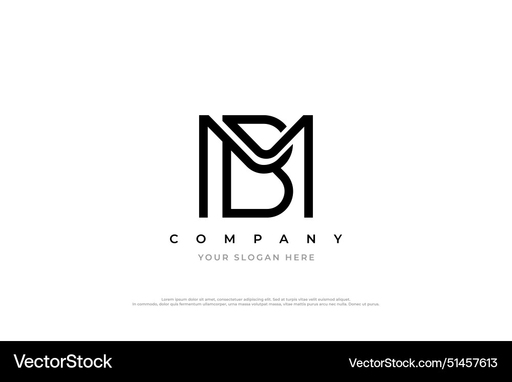 Initial letter bm or mb logo design Royalty Free Vector