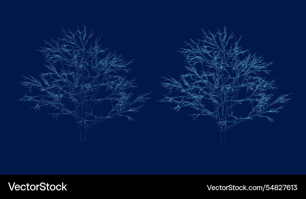 Minimal style cad tree line drawing in stroke Minimal style cad tree line drawing in stroke Vector Image