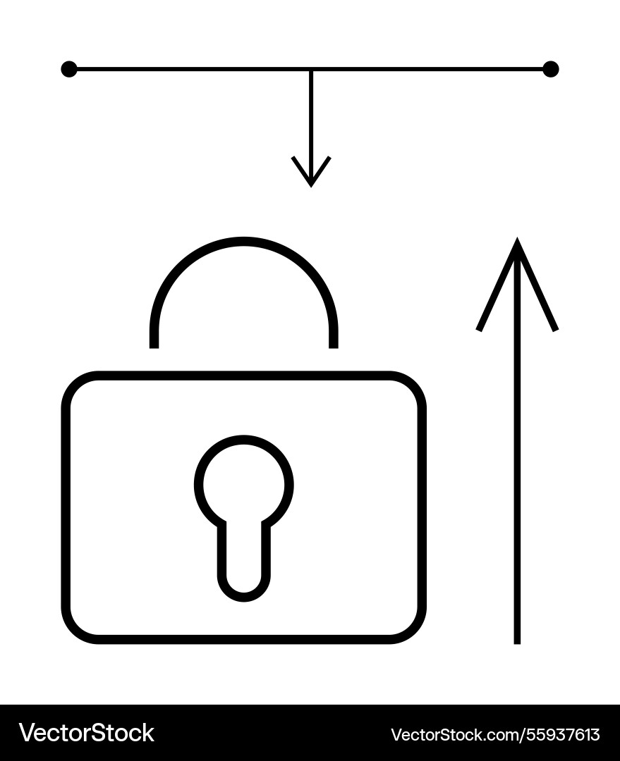 Padlock with arrow indicating security level Padlock with arrow indicating security level vector image
