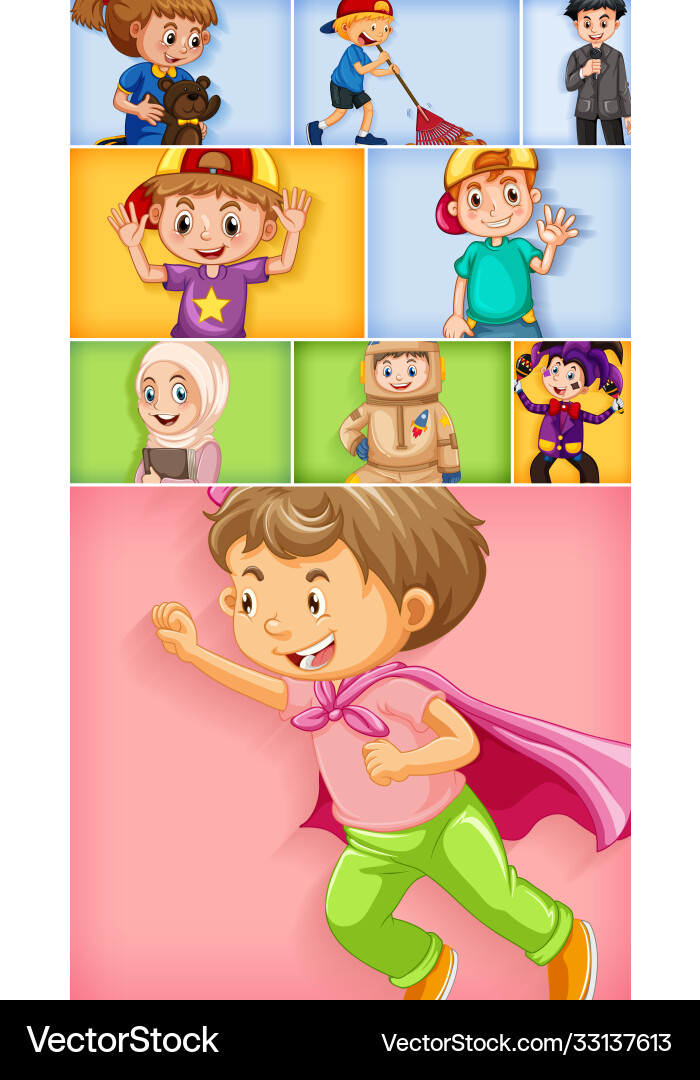Set different kid characters Set different kid characters vector image