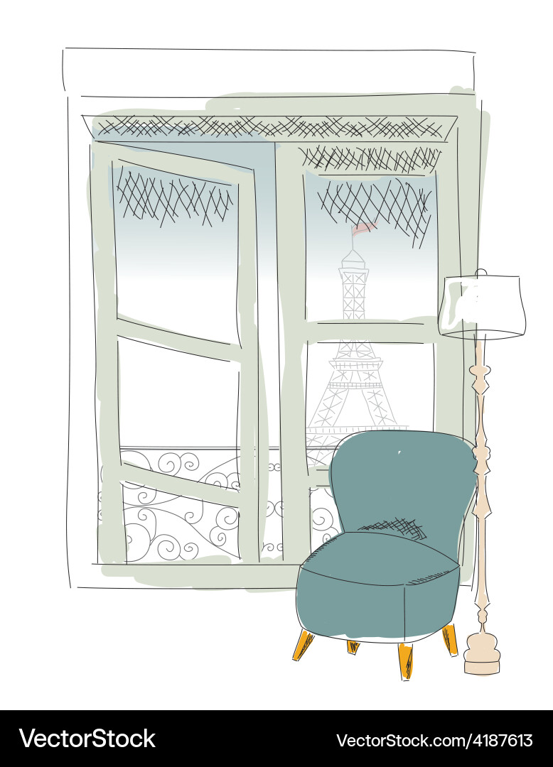 Window view from paris eiffel tower vector image