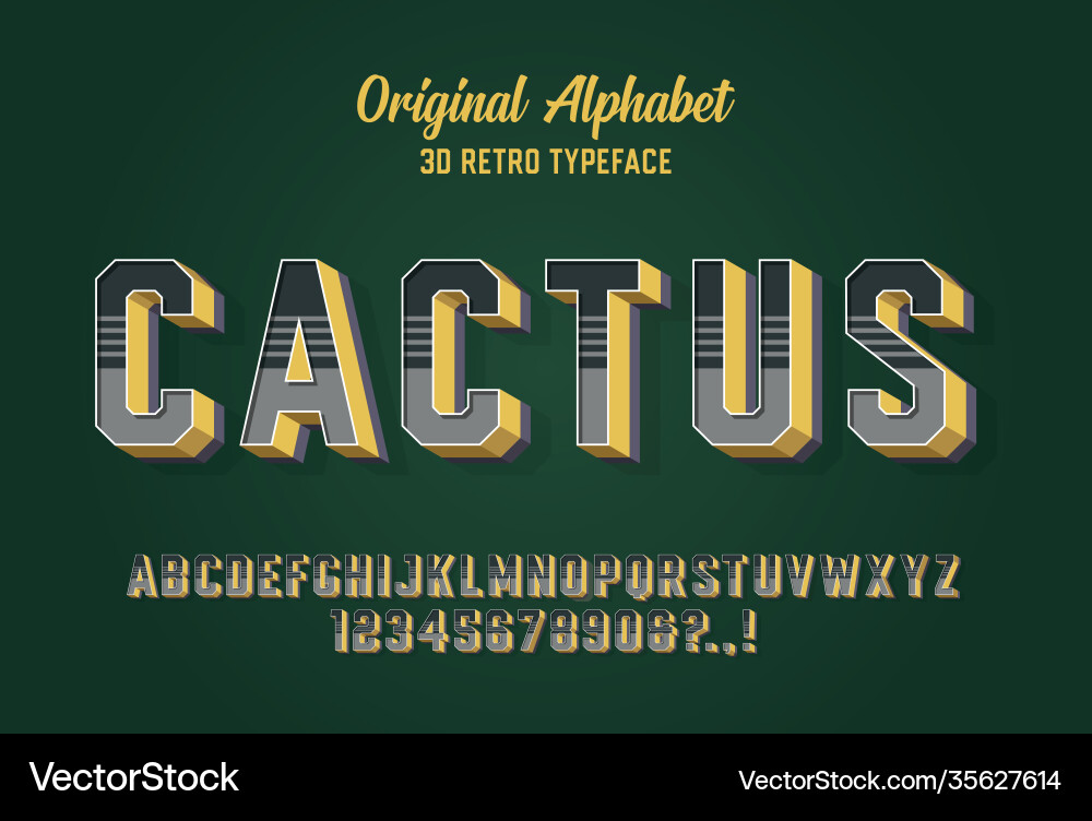 3d font retro typeface 3d font retro typeface vector image