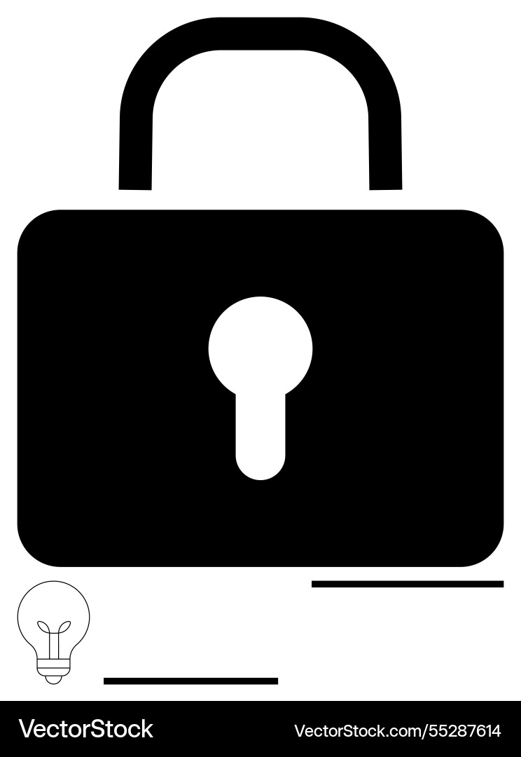 Black padlock with keyhole representing security Black padlock with keyhole representing security Vector Image
