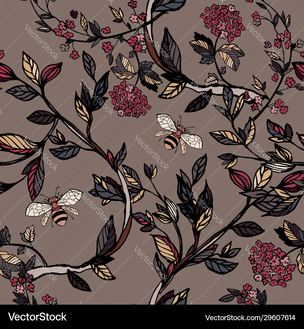Branches flowering trees seamless pattern Branches flowering trees seamless pattern vector image