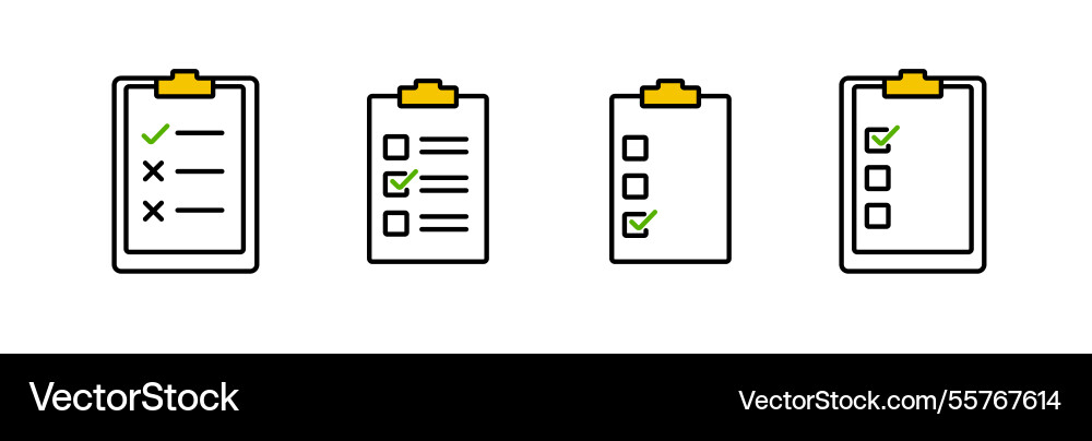 Different types of checklist icons symbolizing Vector Image