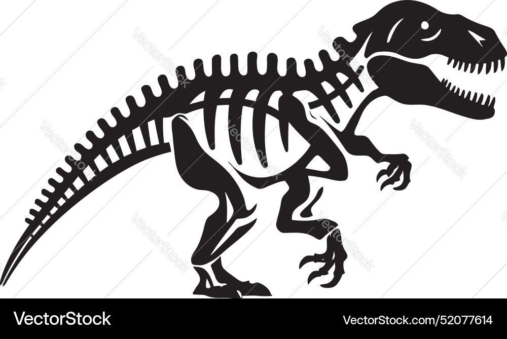 Fossilized tyrant dino skeleton icon design vector image