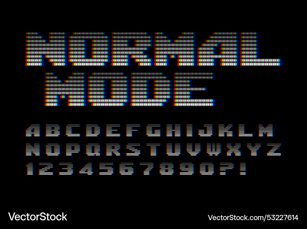 Glitched colorful dots alphabet design noisy text Vector Image