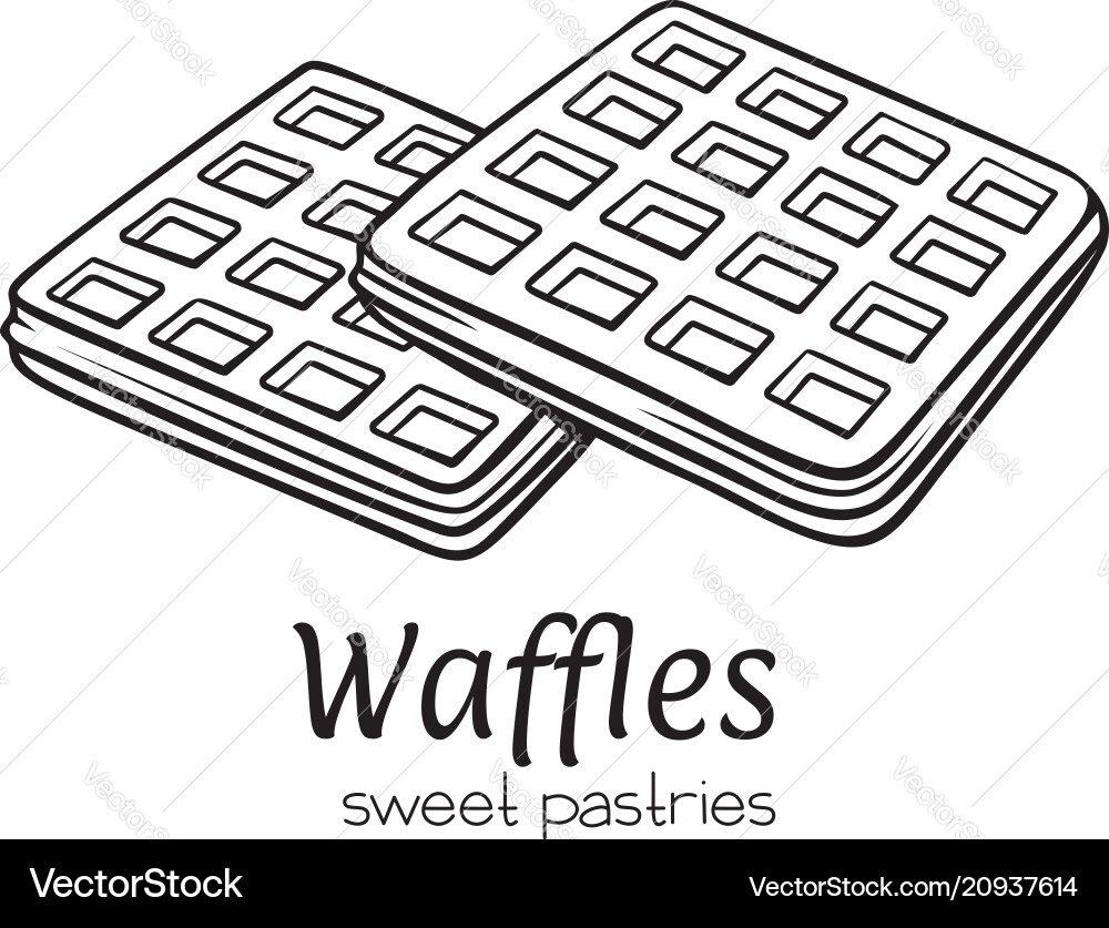 Hand drawn belgian waffles Royalty Free Vector Image
